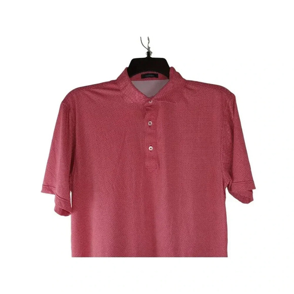 Turtleson Mens Polo Shirt Red Short Sleeve Geometric Stretch High Low Size M - Picture 3 of 11